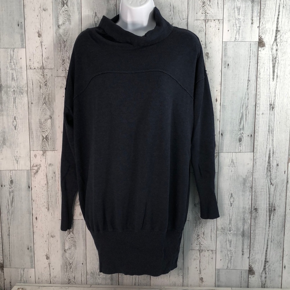 Athleta Cowl/Funnel Neck Tunic Dark Blue Medium - Picture 2 of 11